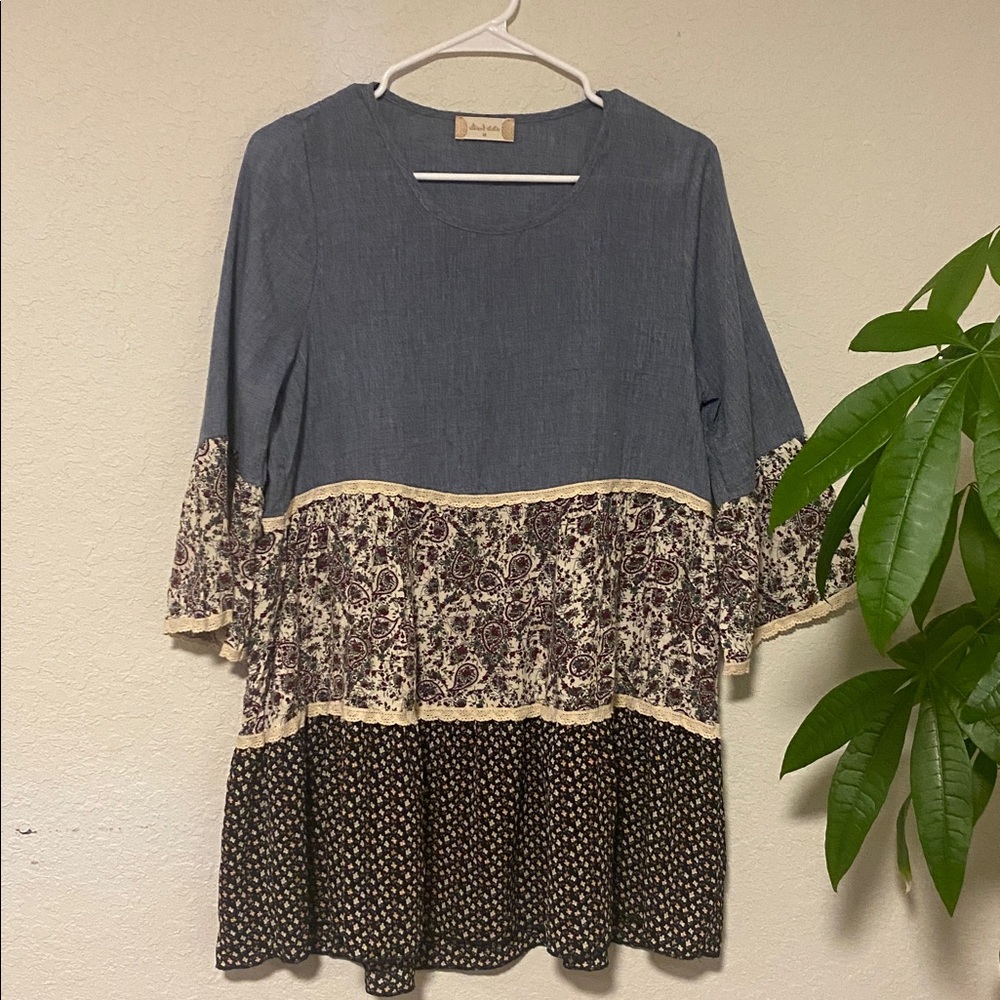 Altard State Gray Textured Top Can Be Used As A Tunic Or As A Mini Dress
